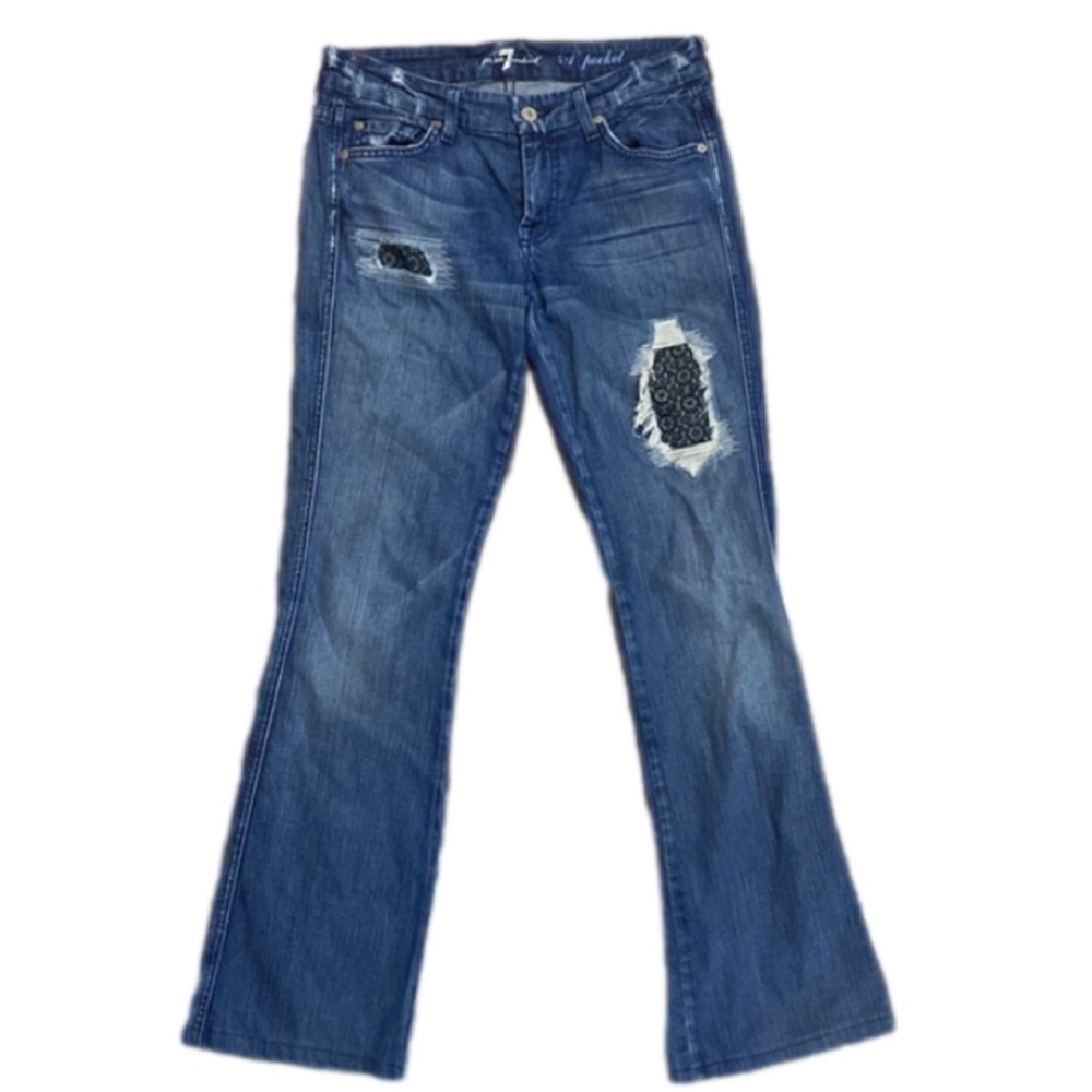 7 for all mankind “A” pocket distressed bootcut  jeans size 27